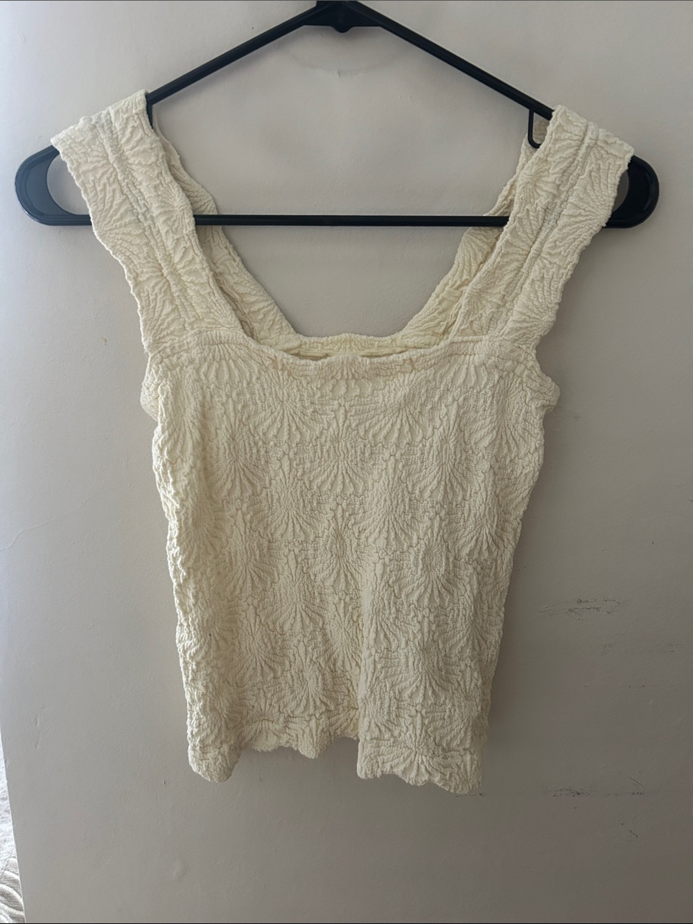 Free people Cream & Sage Green Textured Square-Neck Tank Tops
